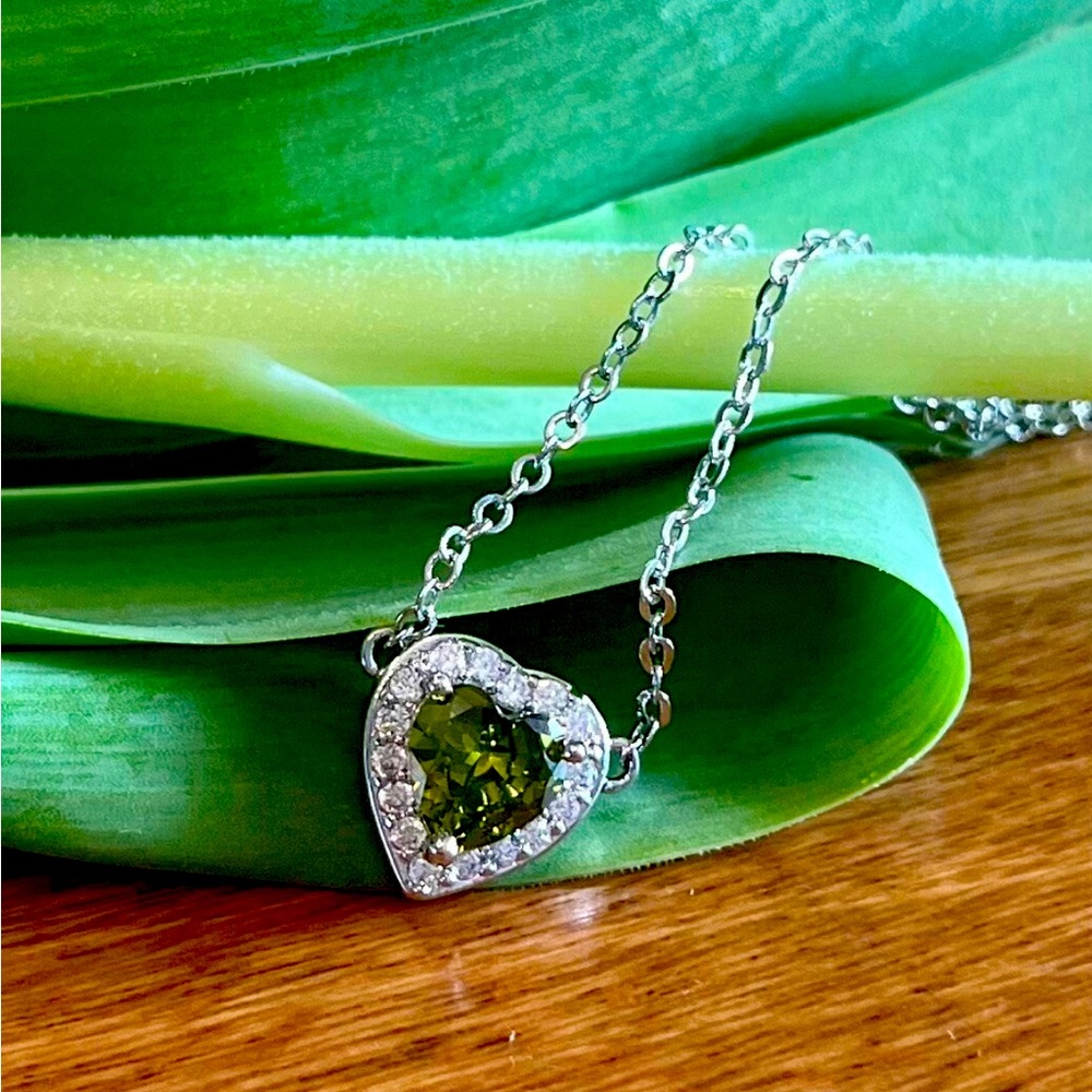 Peridot & White Topaz Heart Necklace